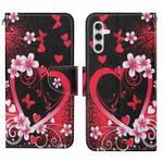 For Samsung Galaxy S24 5G Colored Drawing Pattern Leather Phone Case(Red Heart)