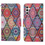 For Samsung Galaxy S24 5G Colored Drawing Pattern Leather Phone Case(Diamond Totem)