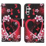 For Samsung Galaxy S24+ 5G Colored Drawing Pattern Leather Phone Case(Red Heart)