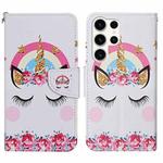For Samsung Galaxy S24 Ultra 5G Colored Drawing Pattern Leather Phone Case(Crown Unicorn)