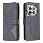 For OnePlus 12 5G BF05 Magnetic Buckle Rhombus Texture Leather Phone Case(Black)