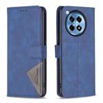 For OnePlus 12R BF05 Magnetic Buckle Rhombus Texture Leather Phone Case(Blue)