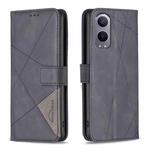 For OnePlus Nord CE4 Lite Global BF05 Magnetic Buckle Rhombus Texture Leather Phone Case(Black)