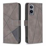 For OnePlus Nord CE4 Lite Global BF05 Magnetic Buckle Rhombus Texture Leather Phone Case(Grey)