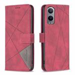 For OnePlus Nord CE4 Lite Global BF05 Magnetic Buckle Rhombus Texture Leather Phone Case(Red)