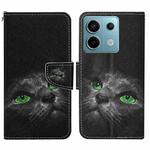 For Xiaomi Redmi Note 13 Pro 5G Colored Drawing Pattern Leather Phone Case(Black Cat)