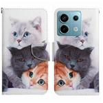 For Xiaomi Redmi Note 13 Pro Colored Drawing Pattern Leather Phone Case(3 Cats)