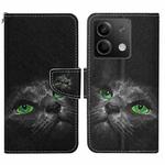 For Xiaomi Redmi Note 13 Colored Drawing Pattern Leather Phone Case(Black Cat)