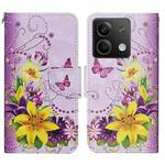 For Xiaomi Redmi Note 13 Colored Drawing Pattern Leather Phone Case(Yellow Flower Butterfly)