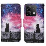 For Xiaomi Redmi Note 13 Colored Drawing Pattern Leather Phone Case(Star Sky Cat)