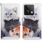 For Xiaomi Redmi Note 13 Colored Drawing Pattern Leather Phone Case(3 Cats)