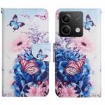 For Xiaomi Redmi Note 13 Colored Drawing Pattern Leather Phone Case(Purple Butterfly)