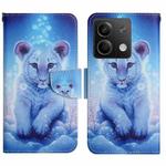 For Xiaomi Redmi Note 13 Colored Drawing Pattern Leather Phone Case(Little Leopard)