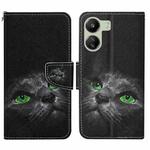 For Xiaomi Redmi 13C Colored Drawing Pattern Leather Phone Case(Black Cat)