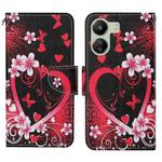 For Xiaomi Redmi 13C Colored Drawing Pattern Leather Phone Case(Red Heart)