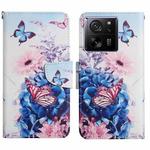 For Xiaomi Redmi 13T Colored Drawing Pattern Leather Phone Case(Purple Butterfly)