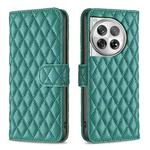 For OnePlus 12 5G Diamond Lattice Wallet Flip Leather Phone Case(Green)