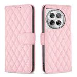 For OnePlus 12 5G Diamond Lattice Wallet Flip Leather Phone Case(Pink)