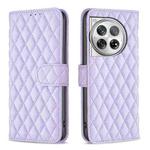 For OnePlus 12 5G Diamond Lattice Wallet Flip Leather Phone Case(Purple)