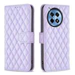For OnePlus 12R Diamond Lattice Wallet Flip Leather Phone Case(Purple)