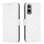 For OnePlus Nord CE4 Lite Global Diamond Lattice Wallet Flip Leather Phone Case(White)
