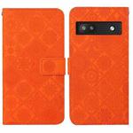 For Google Pixel 6a Ethnic Style Embossed Pattern Leather Phone Case(Orange)