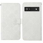 For Google Pixel 6a Ethnic Style Embossed Pattern Leather Phone Case(White)