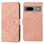 For Google Pixel 7 Ethnic Style Embossed Pattern Leather Phone Case(Pink)