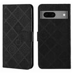 For Google Pixel 7 Ethnic Style Embossed Pattern Leather Phone Case(Black)