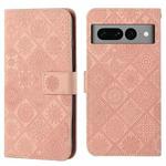 For Google Pixel 7 Pro Ethnic Style Embossed Pattern Leather Phone Case(Pink)