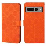 For Google Pixel 7 Pro Ethnic Style Embossed Pattern Leather Phone Case(Orange)