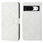 For Google Pixel 8 Ethnic Style Embossed Pattern Leather Phone Case(White)