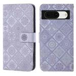 For Google Pixel 8 Ethnic Style Embossed Pattern Leather Phone Case(Purple)