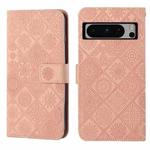 For Google Pixel 8 Pro Ethnic Style Embossed Pattern Leather Phone Case(Pink)