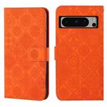 For Google Pixel 8 Pro Ethnic Style Embossed Pattern Leather Phone Case(Orange)