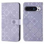 For Google Pixel 9 Pro XL Ethnic Style Embossed Pattern Leather Phone Case(Purple)