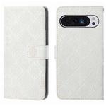 For Google Pixel 9 / 9 Pro Ethnic Style Embossed Pattern Leather Phone Case(White)