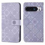 For Google Pixel 9 / 9 Pro Ethnic Style Embossed Pattern Leather Phone Case(Purple)