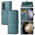 For Samsung Galaxy Z Fold5 PU Genuine Leather Texture Embossed Line Phone Case(Green)