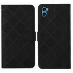 For Motorola Moto E22s / E32 4G Ethnic Style Embossed Pattern Leather Phone Case(Black)