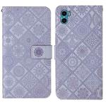 For Motorola Moto E22s / E32 4G Ethnic Style Embossed Pattern Leather Phone Case(Purple)