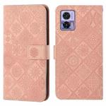 For Motorola Edge 30 Neo Ethnic Style Embossed Pattern Leather Phone Case(Pink)