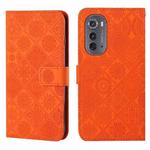 For Motorola Edge 2022 Ethnic Style Embossed Pattern Leather Phone Case(Orange)