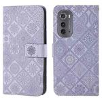 For Motorola Edge 2022 Ethnic Style Embossed Pattern Leather Phone Case(Purple)