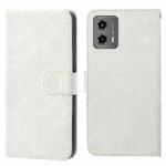 For Motorola Moto G 2023 Ethnic Style Embossed Pattern Leather Phone Case(White)