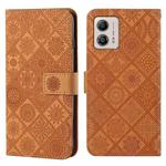 For Motorola Moto G53 Ethnic Style Embossed Pattern Leather Phone Case(Brown)