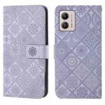 For Motorola Moto G53 Ethnic Style Embossed Pattern Leather Phone Case(Purple)