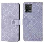 For Motorola Moto G72 Ethnic Style Embossed Pattern Leather Phone Case(Purple)