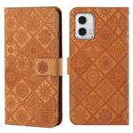 For Motorola Moto G73 Ethnic Style Embossed Pattern Leather Phone Case(Brown)