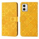 For Motorola Moto G73 Ethnic Style Embossed Pattern Leather Phone Case(Yellow)